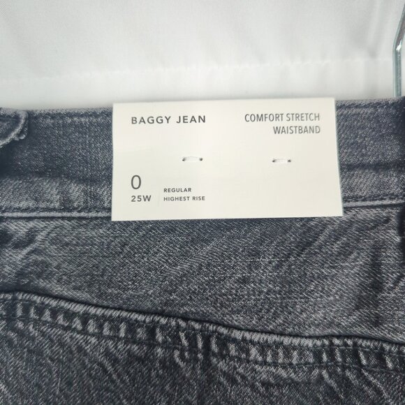 American Eagle Black Baggy Jeans 0 High Rise NWT - Picture 9 of 12